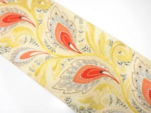 アンティーク　花更紗模様織り出し袋帯（材料）